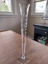flowers vase crystal etched for sale  Milwaukee