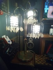 Luminária vintage dourada pendurada cristais abajur gota de chuva Hollywood Regency 34 polegadas comprar usado  Enviando para Brazil
