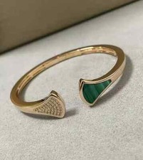 Pulseira BVLGARI DIVAS 'DREAM ouro amarelo 18K pulseira de diamante malaquita tamanho 18, usado comprar usado  Enviando para Brazil
