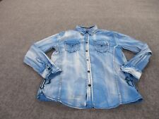 Camisa Roar Adulto M Azul Bordado Bolsos Western Grunge Western Casual Masculina comprar usado  Enviando para Brazil