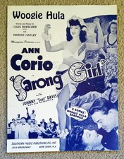 1943 WOOGIE HULA PARTITURAS ANN CORIO SARONG GIRL JOHNNY "SCAT" DAVIS ORCHESTRA segunda mano  Embacar hacia Mexico