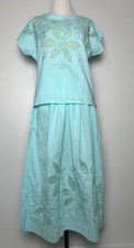 Antigo 2 Peças P Novo sem etiquetas Tiffany Azul Bordado Algodão Conjunto Vestido de Verão Cottagecore, usado comprar usado  Enviando para Brazil