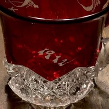 3 canecas lembrança antigas de vidro vermelho rubi 1912 A.G. Stewart 3 personalizadas comprar usado  Enviando para Brazil