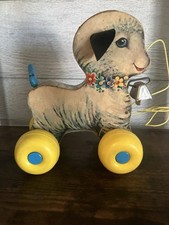 Vintage 1964 Fisher Price Little Lamb #684 Drewniana zabawka Dzwonek Pierścienie Ogon Wag na sprzedaż  Wysyłka do Poland