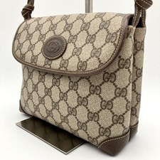 Bolsa de ombro GUCCI GG logotipo em relevo couro marrom PVC autêntica usada comprar usado  Enviando para Brazil