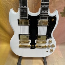 EUA Stock Branco Pescoço Duplo SG Guitarra Elétrica 12+6 HH Ferragem Dourada Frete Grátis comprar usado  Enviando para Brazil