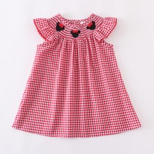 NOVO Vestido Xadrez Boutique Minnie Mouse Meninas Bordado Vermelho Gingham, usado comprar usado  Enviando para Brazil
