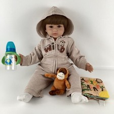 Boneca Reborn Baby 23” pano borracha macia vinil menino grande ímã olhos marrons comprar usado  Enviando para Brazil