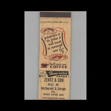 Matchbook cover zentz for sale  Raymond