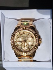 GUESS relógio masculino todo dourado aço inoxidável gelado estilo cronógrafo com caixa comprar usado  Enviando para Brazil