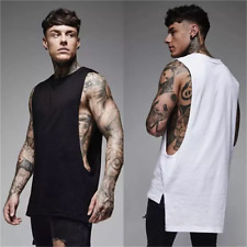 Usado, Camiseta Regata Masculina Casual Academia Fitness Treino Roupas Colete Longo Hip Hop comprar usado  Enviando para Brazil