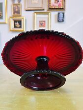 Vintage Avon 1876 Coleção Cape Cod PEDESTAL SUPORTE PARA BOLO Prato Vidro Vermelho Rubi comprar usado  Enviando para Brazil