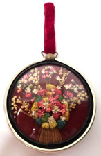 Arte de parede vintage flores secas moldura redonda cúpula vidro vidro feito à mão Bélgica, usado comprar usado  Enviando para Brazil