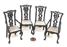 4 CADEIRAS DE JANTAR MINIATURA PARA CASA DE BONECAS BESPAQ ACABAMENTO EM MOGNO 3100-3101 comprar usado  Enviando para Brazil