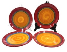 Usado, Gail Pittman Criação Cerâmica Pintada à Mão Vermelha 7,5" Placas Conjunto De 4 Fabricadas Nos EUA comprar usado  Enviando para Brazil