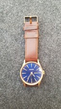 Relógio masculino Nixon Sentry aço inoxidável couro quartzo tom ouro rosa mostrador azul, usado comprar usado  Enviando para Brazil