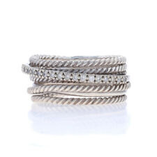 David Yurman pulseira de diamante cruzado - Anel de ouro branco 925 esterlina 14k Rd 0,18 ctw, usado comprar usado  Enviando para Brazil