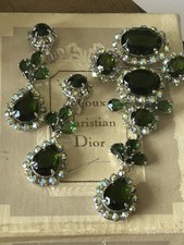 Vintage green crystal for sale  ROMFORD