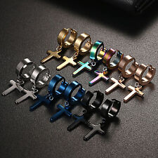 2-6pcs Cruz Dangle Argola Meia-argola de aço inoxidável Brincos de orelha com tarraxa Para Homens Mulheres comprar usado  Enviando para Brazil