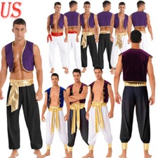 Roupas masculinas de festa de Halloween fantasia príncipe árabe colete cinto bloomers, usado comprar usado  Enviando para Brazil