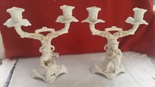 Paire bougeoir porcelaine d'occasion  Sainte-Suzanne