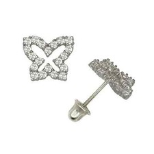 Brincos de ouro maciço 14K com parafuso traseiro infantil borboleta com pedras cintilantes CZ comprar usado  Enviando para Brazil