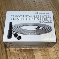 Usado, Mangueira de jardim à prova de ferrugem 304 aço inoxidável metal água resistente ao esmagamento torção 25 pés comprar usado  Enviando para Brazil