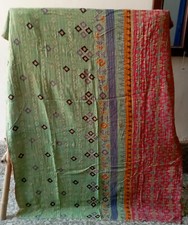 Edredón vintage edredón Kantha hecha a mano indio manta de algodón Ralli Gudari segunda mano  Embacar hacia Mexico
