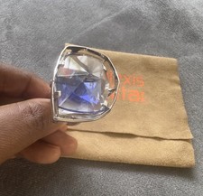 Alexis Bittar Grande Anel de Cristal Swarovski Azul Coquetel Gunmetal Tamanho 6.5 comprar usado  Enviando para Brazil