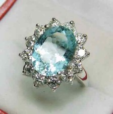 Anel de casamento 6,80 ct corte oval diamante natural água-marinha platina 950 tamanho 5 6 7, usado comprar usado  Enviando para Brazil