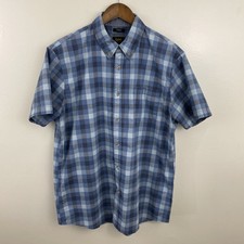 Camisa masculina LEE Premium Select grande azul xadrez manga curta botão elástico comprar usado  Enviando para Brazil