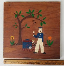 ANTIGA TÁBUA DE CORTE DE MADEIRA PINTADA ARTE POPULAR PRIMITIVA, CARRINHO DE VENDEDOR DE SORVETE comprar usado  Enviando para Brazil