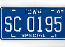 Iowa 1986 license for sale  Northridge