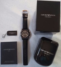 Emporio Armani Uhr AR1400 mit Leder-Armband von Hirsch statt Ceramic 3x getragen comprar usado  Enviando para Brazil