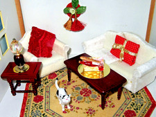 Móveis em miniatura para casa de bonecas 1:12 sala de estar sofá poltrona tapete de mesa abajur gato, usado comprar usado  Enviando para Brazil
