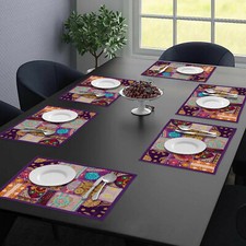 Usado, Tapete de mesa patchwork decoração de mesa feito à mão 18x12 polegadas conjunto de 6 peças roxo comprar usado  Enviando para Brazil