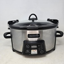Tampa de bloqueio Crock-Pot aço inoxidável 6QT pedra crock programável portátil usado comprar usado  Enviando para Brazil