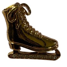 Broche de patinação no gelo strass tom dourado feriado Natal inverno comprar usado  Enviando para Brazil