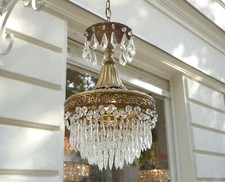 PEQUENO LUSTRE DE VIDRO DE TETO DE LATÃO USADO LÂMPADA PLAFONIERE UMA LUZ comprar usado  Enviando para Brazil
