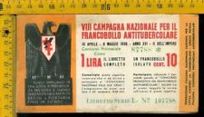 Libretto erinnofilo antituberc usato  Italia