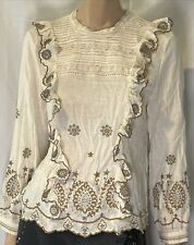 Blusa Zara de renda bordada com babados manga longa grande comprar usado  Enviando para Brazil
