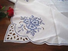 Toalha de mesa Again@ Fresh Blue Flower bordado corte branco nova comprar usado  Enviando para Brazil