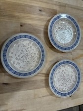 Oneida Table Trends Garden Path prato de salada grés pedra padrão floral conjunto 3, usado comprar usado  Enviando para Brazil