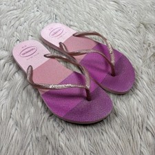 Usado, Sandálias femininas Havaianas EUA 9/10 listras rosa glitter borracha flip flop comprar usado  Enviando para Brazil