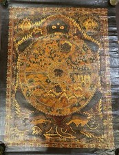 Pintura al óleo rara grande original pintada a mano rueda tibetana vida thangka Buda segunda mano  Embacar hacia Mexico