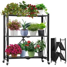 Regał na rośliny metalowy 3 poziomy czarny 86x72x34 cm, używany na sprzedaż  PL