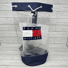 Mochila de praia Tommy Hilfiger bandeira cordão vinil transparente lona azul anos 90 comprar usado  Enviando para Brazil