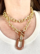 Golden Chain Necklaces Brown Acrylic Insp Paco Rabanne Jewelry  comprar usado  Enviando para Brazil