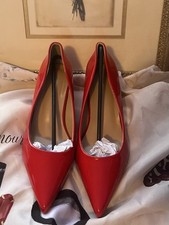 Sapatos femininos divertidos salto vermelho patenteado clássico biqueira pontiaguda festa trabalho  comprar usado  Enviando para Brazil
