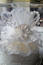Decoração de bolo de casamento vintage Jamie Lynn, corações de cristal, branca #1 comprar usado  Enviando para Brazil